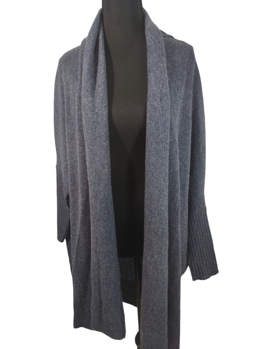 NWT Subtle Luxury 100% Cashmere Long Line Cocoon Shawl Cardigan Blue Size S/M
